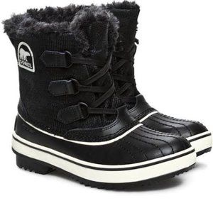 Sorel Tivoli Black White Winter Ankle Boots Fur 5